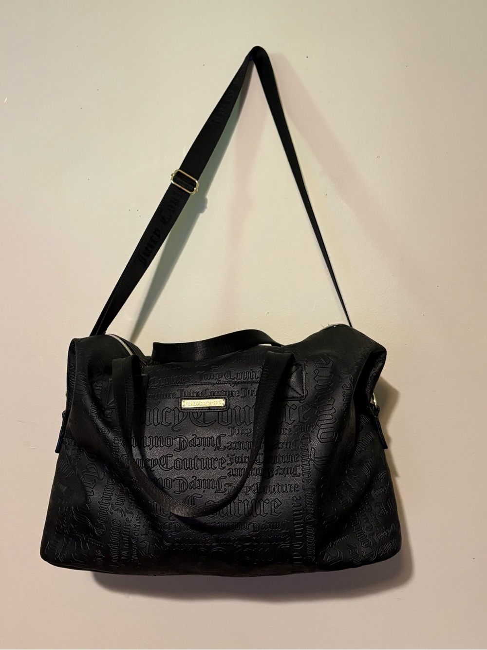 Juicy Couture Black Embossed Travel Duffel